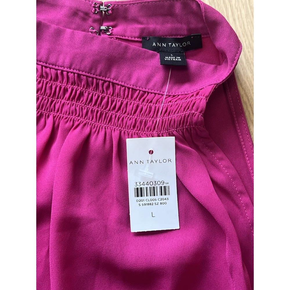 Ann Taylor Women's Large Fuchsia Halter Neck Blouse Sleeveless NWT - Picture 4 of 5